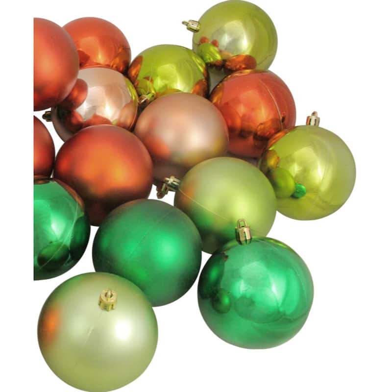 32ct Green Orange Shatterproof 2-Finish Christmas Ornament 3.25"