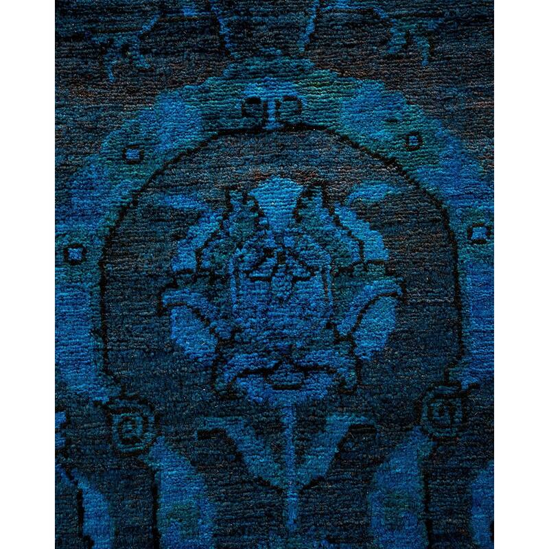 Overton Hand Knotted Wool Vintage Inspired Modern Contemporary Overdyed Black Area Rug - 10' 0" x 13' 10"