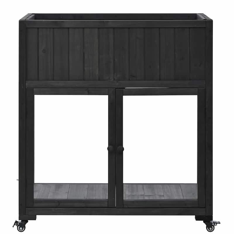 2-Door Mini Wood Cold Frame - Compact Garden Greenhouse with Wheels and Raised Bed Liner
