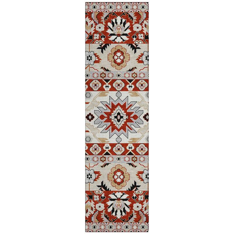 Machine Washable Indoor/ Outdoor Traditional Aspen Chantille Rug