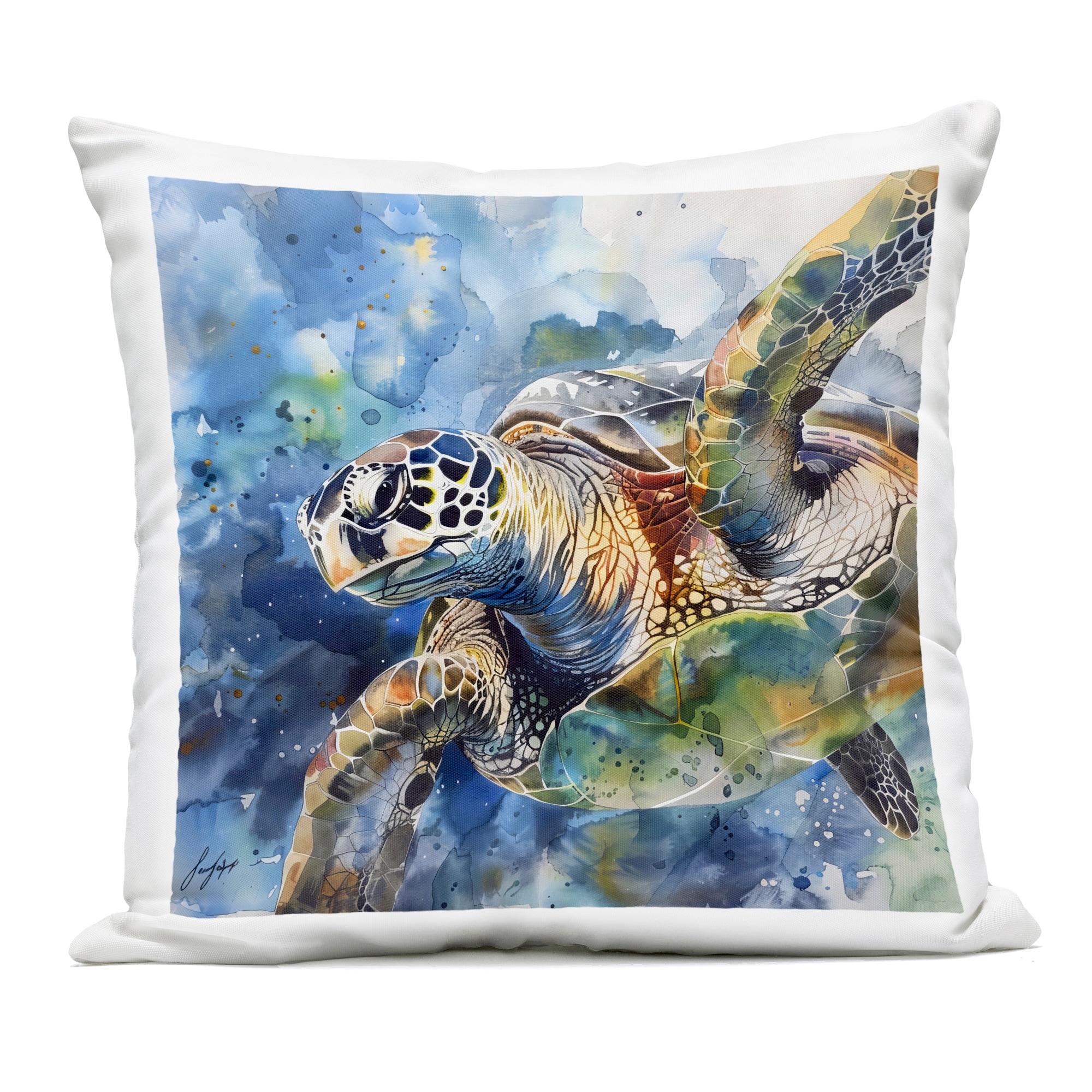 Stupell Watercolor Splatter Sea Turtle Outdoor Throw Pillow Design By Creative Studio