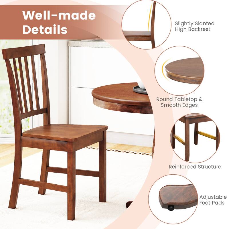 Gymax 3-Piece Dining Kitchen Table Dining Set Mid-Century Round