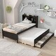 preview thumbnail 3 of 6, Twin Size Wooden Bed with Twin Trundle,Drawers, Bookcase and Headboard