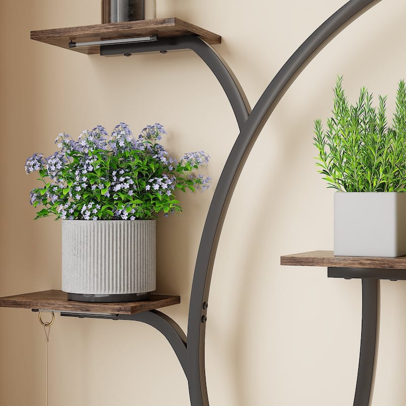 VECELO Indoor Plant Stand with Grow Lights 4 Styles 6/7/9 Shelves Adjustable Timer & Brightness Decorative Rack for Living Room