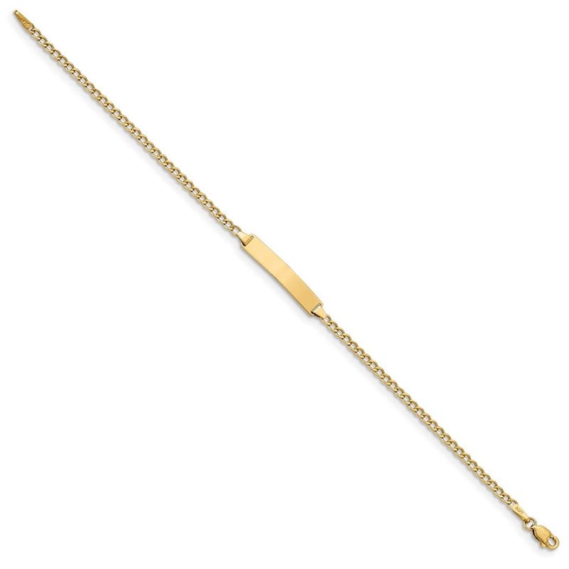 Curata 10k Yellow Gold 4.44mm Engravable Semi solid Curb Link ID Bracelet - 7" or 8"