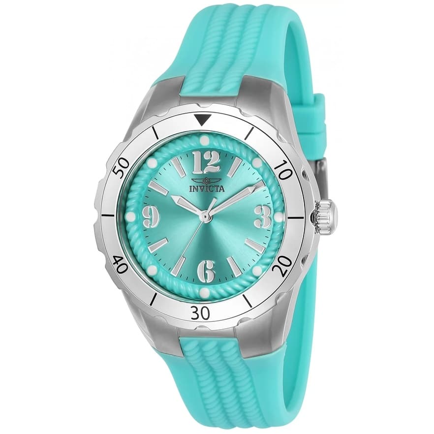 Invicta Women's 24124 Angel Quartz 3 Hand Cyan Dial Watch