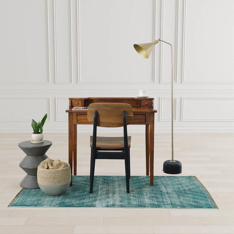 Skye 52" Floor Lamp with Metal Shade, Brass/ Black