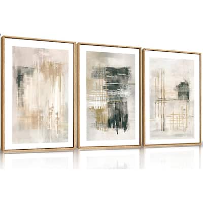 Neutral Beige Shape Wall Decor, Black and White Block Wall Painting