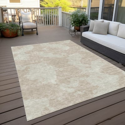 Machine Washable Indoor/ Outdoor Contemporary Abstract Chantille Rug