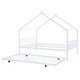 preview thumbnail 8 of 10, Full Size Metal House Bed with Twin Size Trundle, White