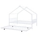 preview thumbnail 6 of 13, White Full Size Metal House Bed with Trundle and Roof for Kids, Boys and Girls, Bedroom