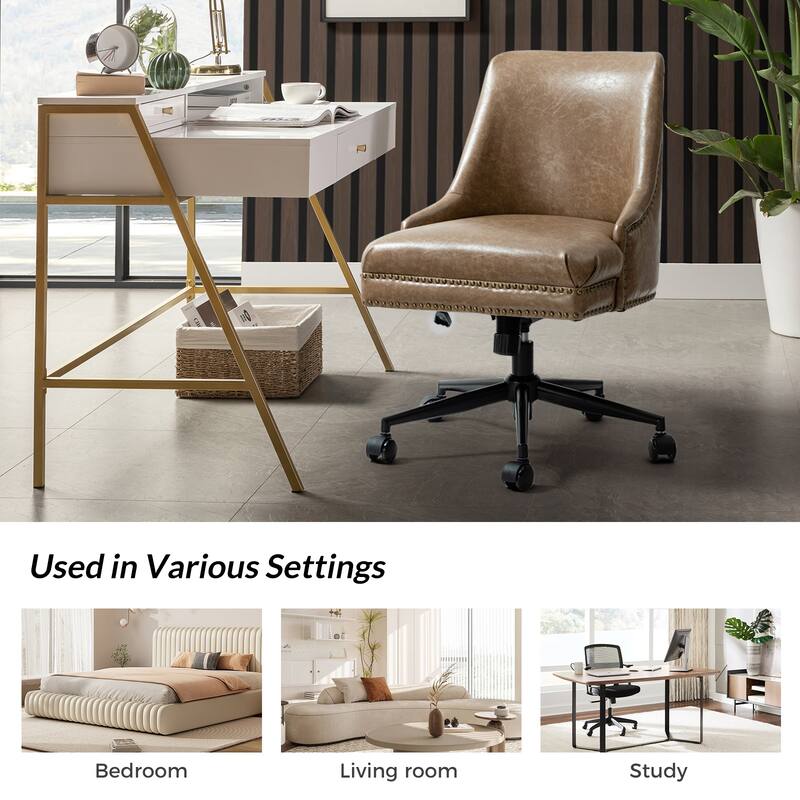 Sonia Modern Faux Leather Task Chair with Height-adjustable by HULALA HOME