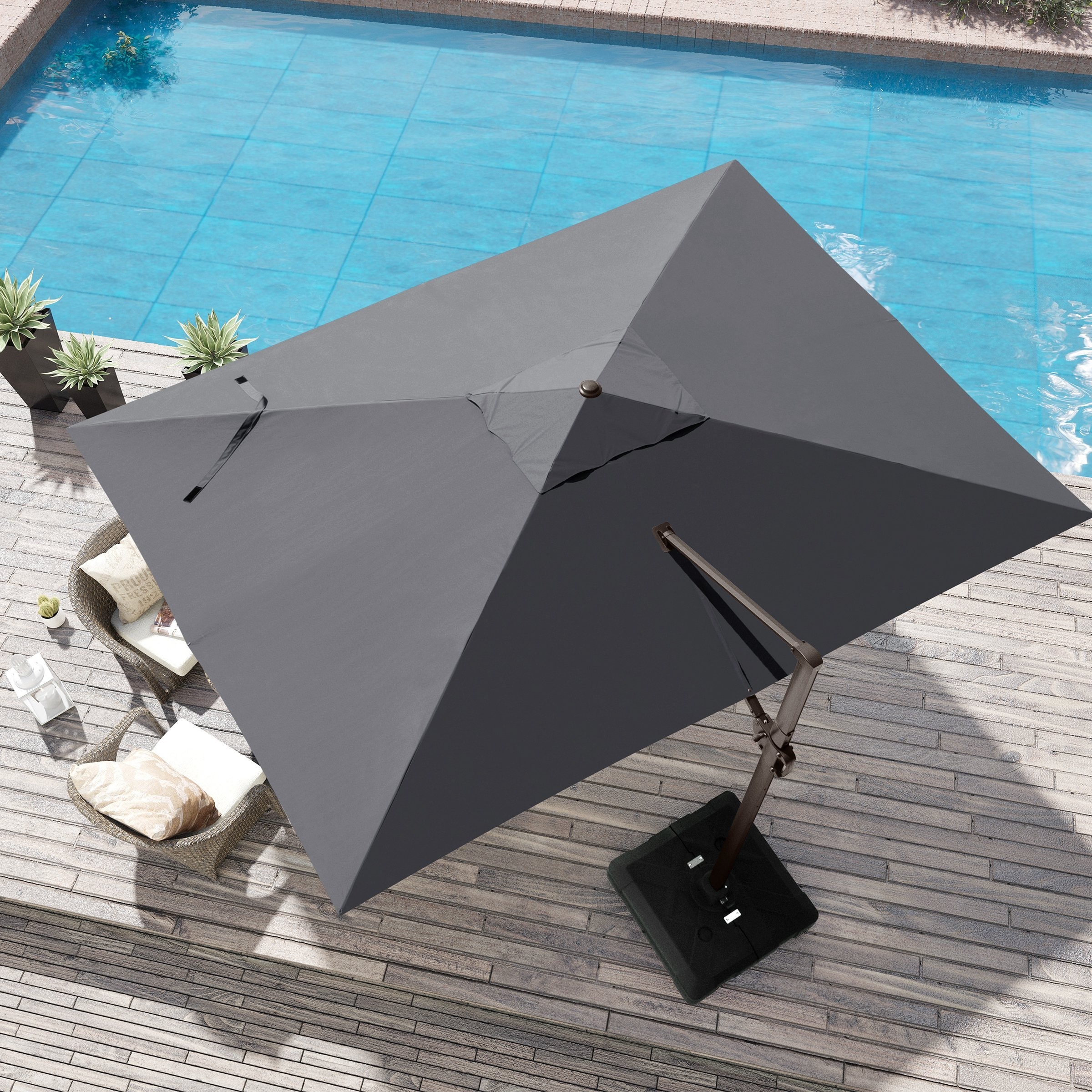 9 FT x 11.5 FT Outdoor Patio Cantilever-Offset Umbrella w/Base