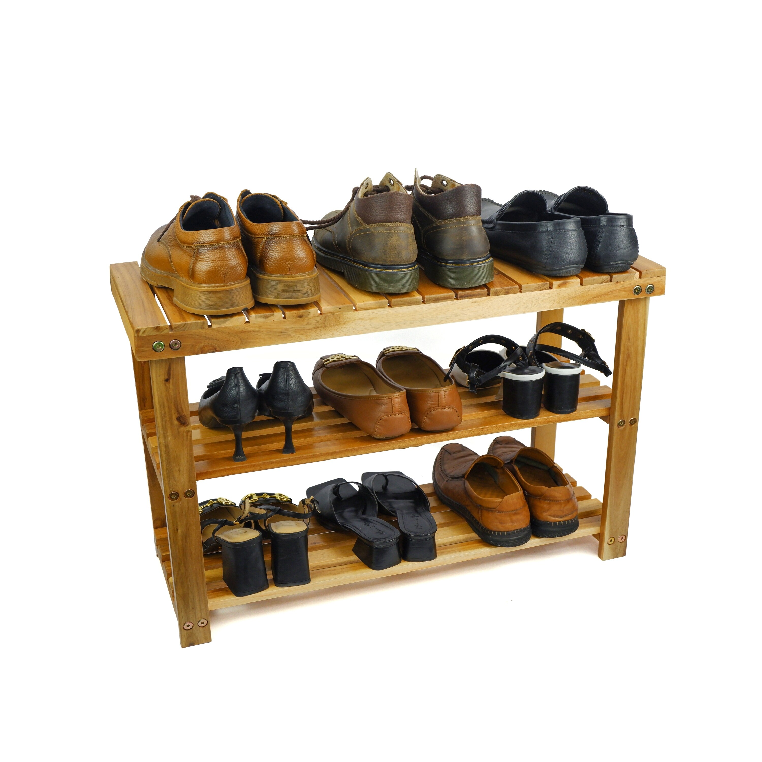 Acacia Wood Shoe Rack Bench Natural