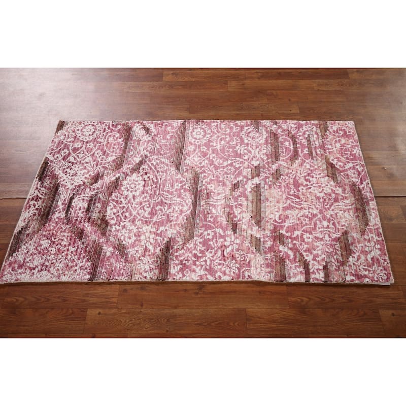 Abstract Indian Modern Accent Rug Handmade Wool Carpet - 2'8" x 4'9"