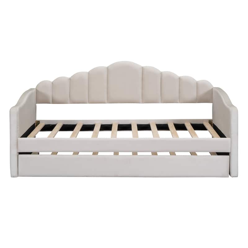 Twin Velvet Daybed with Trundle & USB Ports