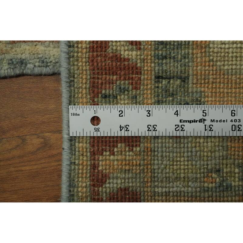 Vegetable Dye Wool Oushak Turkish Foyer Rug, Medallion Geometric Carpet - 2' 11'' X 1' 11''