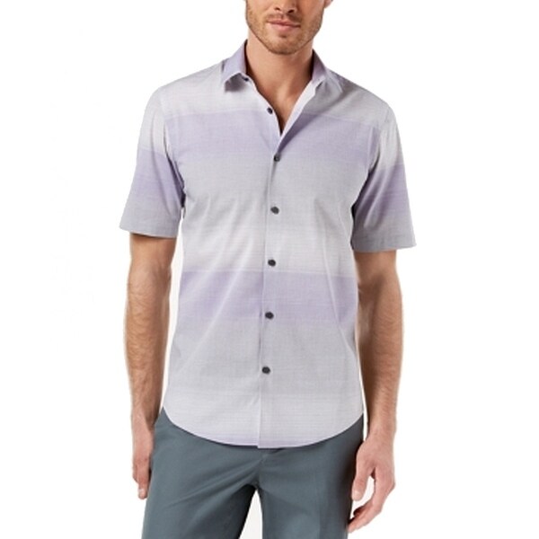 Shop Alfani Mens Ombre Striped Two-Tone Button Down Shirt - Overstock ...