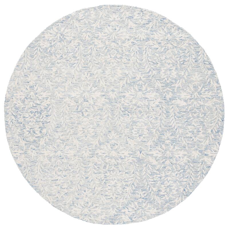 SAFAVIEH Handmade Ebony Lelioara Modern & Contemporary Wool Rug - 6' Round - Blue/Ivory