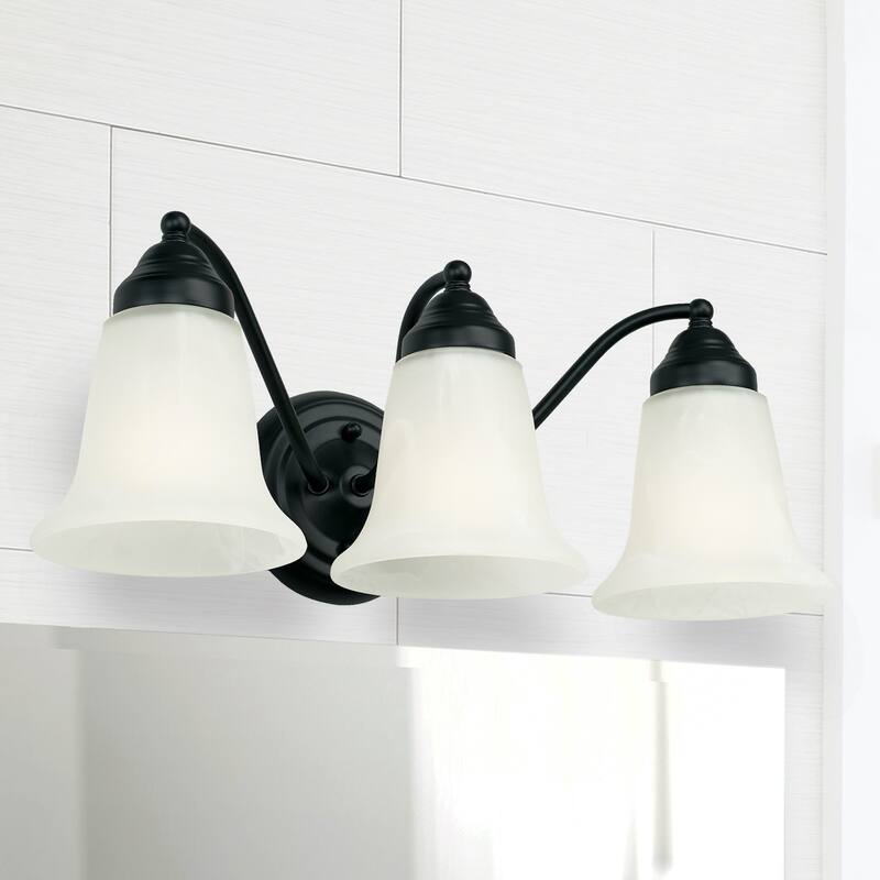 3-light Bath/ Vanity Fixture w/ White Faux Alabaster Glass