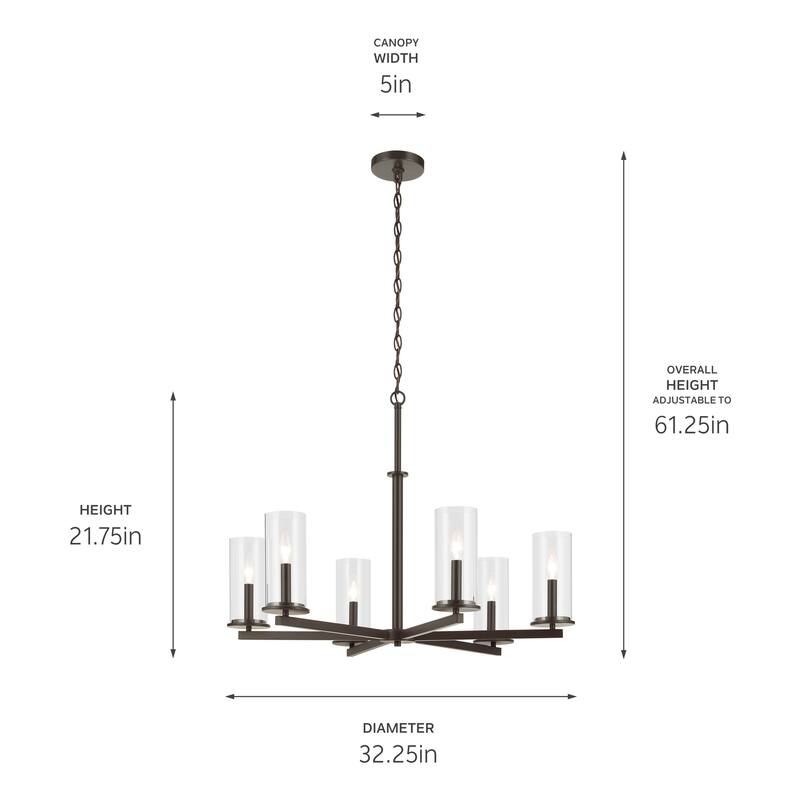 Kichler Lighting Crosby 32.25 in. 6-Light Clear Glass Chandelier