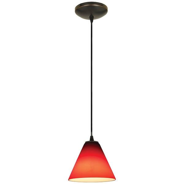 slide 2 of 6, Access Lighting Martini - E26 LED Cord Pendant - Oil Rubbed Bronze Finish - Red Glass Shade Red
