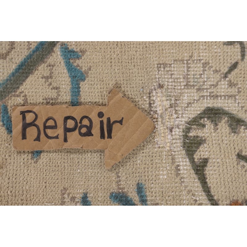 Distressed Tabriz Persian Vintage Area Rug Handmade Wool Carpet - 9'2" x 12'10"
