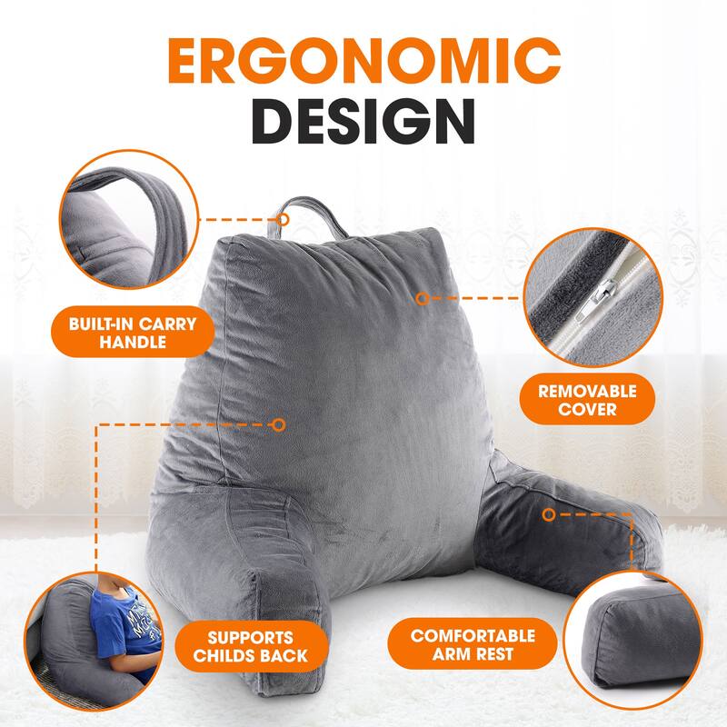 Cheer Collection Kids Size Reading and Backrest Pillow with Armrest