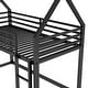 preview thumbnail 12 of 24, Twin House Bunk Bed with Built-in Ladder, Slide & Guardrails, Black