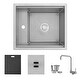preview thumbnail 1 of 9, Concealed Dual-Mount 20" Stainless Steel Utility Sink, 1-Hole Prep, Dura-Tek Finish, Handmade with Stainless Faucet.