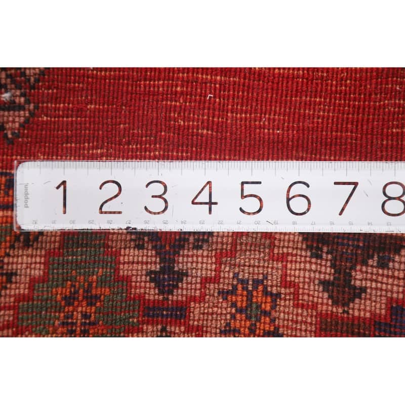 Hand Knotted Oriental 100% Wool Carpet Traditional Geometric Oranges & Rust Shiraz Area Rug - 4' 11'' X 3' 4''