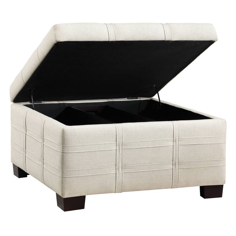 Detour Strap Square Storage Ottoman in Faux Leather