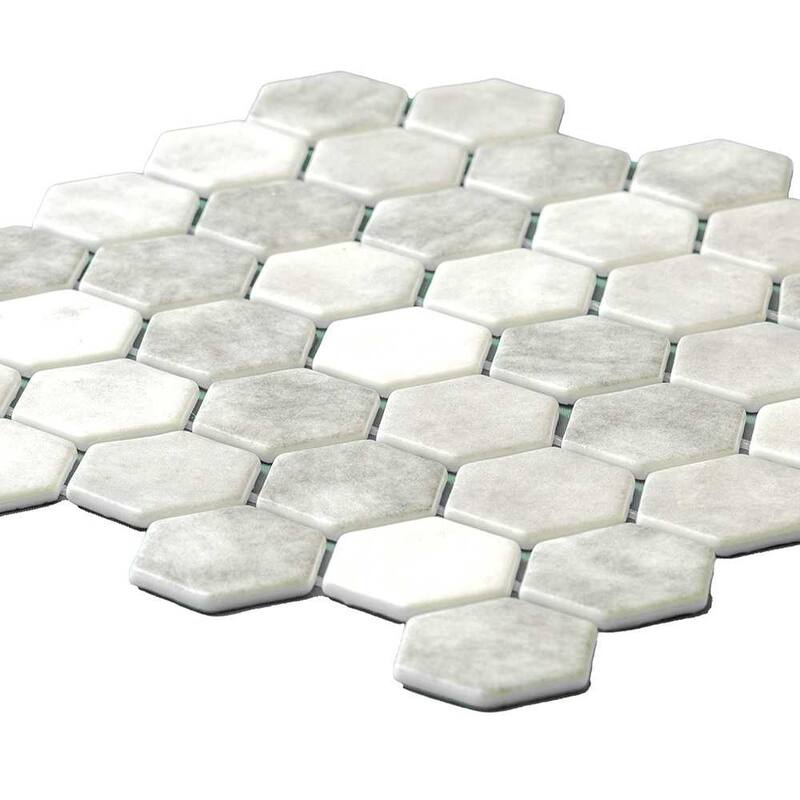 The Tile Life Eterna Hex 2x2 Glass Mosaic Floor, Backsplash & Wall Tile
