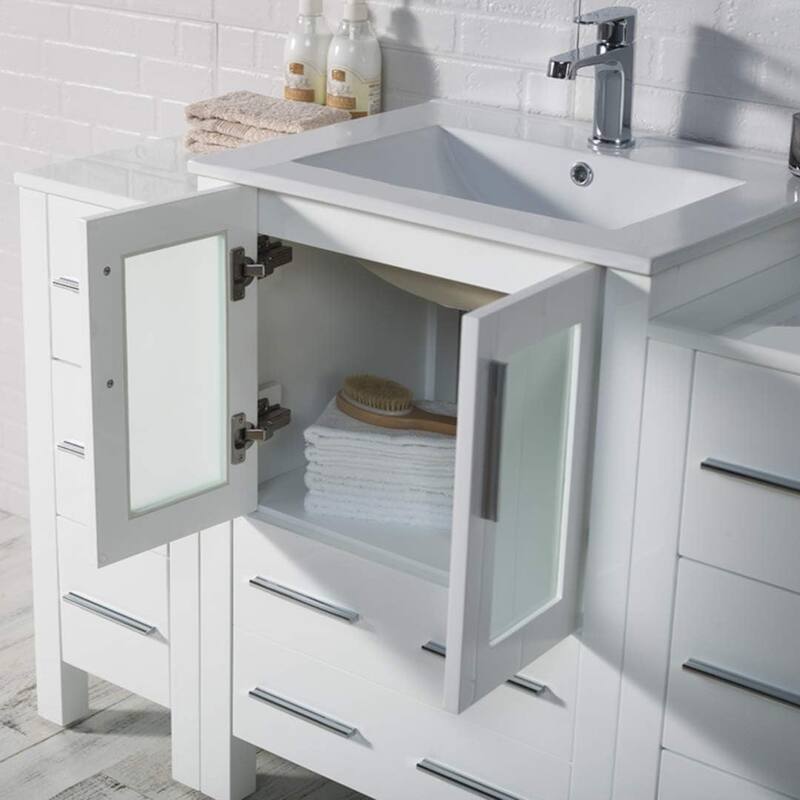Blossom Sydney 84" Double Sink Vanity w/ 3 side Cabinet & side Mirror