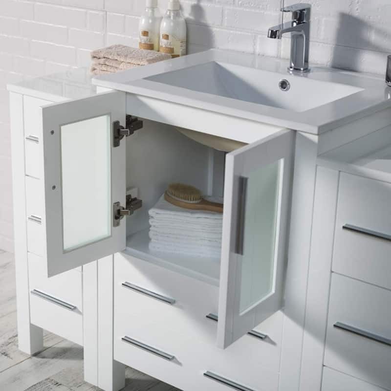 Blossom Sydney 84 Inch Solid Wood Double Sink Vanity with Side Cabinet