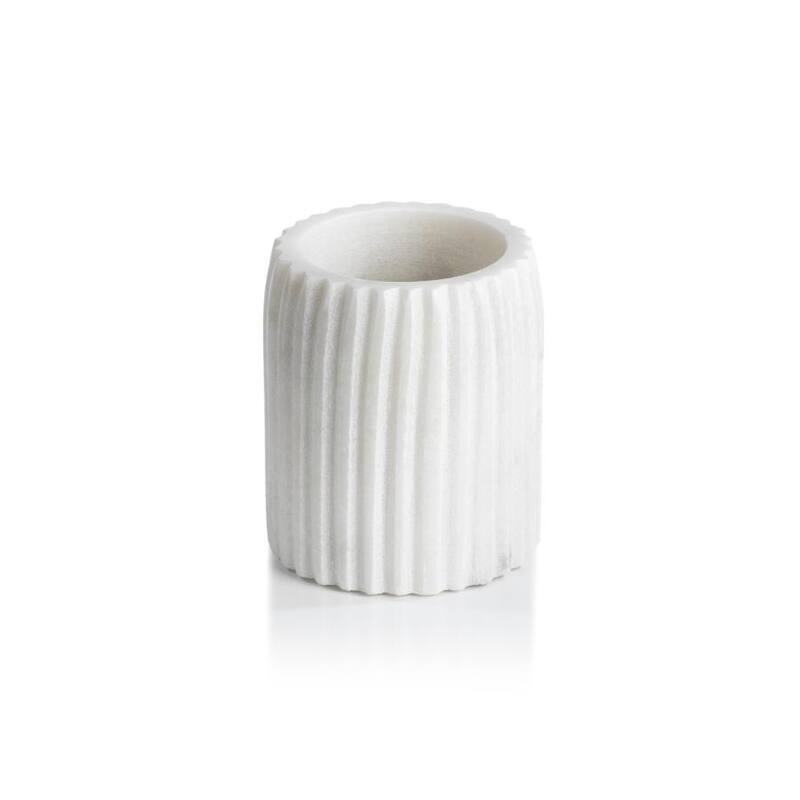Mannara 4" Tall Marble Tumbler - White