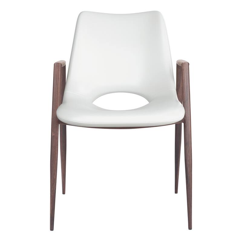 Set of 2 Upholstered Open Back Dining Armchairs with Metal Legs - 21.7” x 23.2” x 32.5”