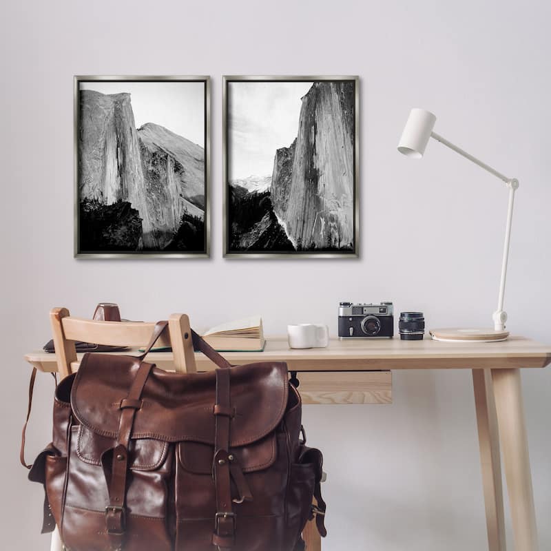 Stupell Monochrome Yosemite Cliffs Framed Floater Canvas Wall Art Design By Gemma Bardot (Set of 2)