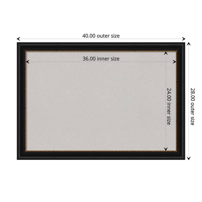Manhattan Black Framed Grey Corkboard Bulletin Board - Board Size 36x24