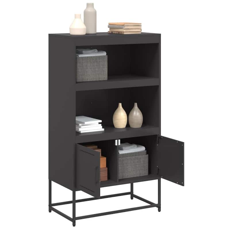 vidaXL Highboard Storage Side Cabinet Cupboard Living Room Furniture Steel - 27.0 x 15.2 x 48.6