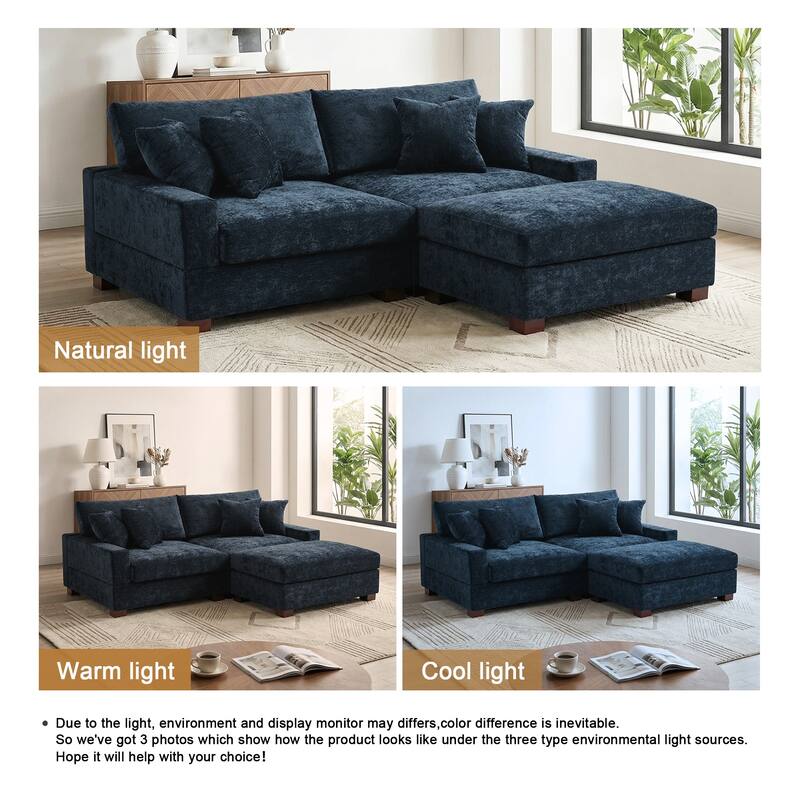 Modern Oversized Chenille Modular Sectional Sofa with Ottoman