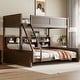 preview thumbnail 1 of 34, Twin XL / Full XL over Queen Size Bunk Bed with Storage Cabinets and Ladder, Multi-functional Kids Bed Frame with USB Ports Twin XL over Queen - Antique Wood