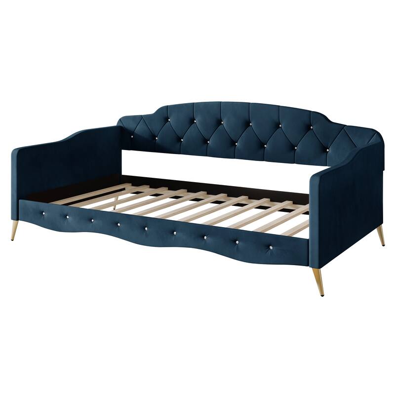 CraftPorch Velvet Crystal Button Tufted Twin Daybed