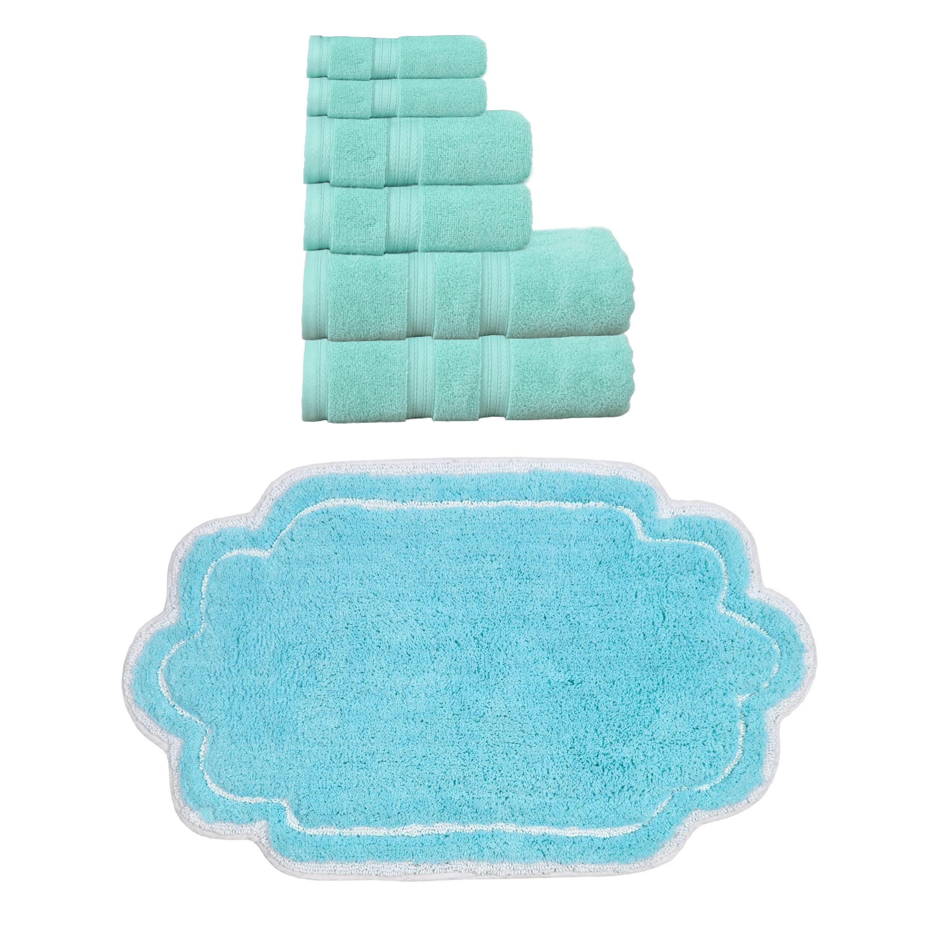 Home Weavers Allure Collection 100% Soft Cotton 6 Pc Towel Set & 1 Pc Bath Rug, Machine Washable & Non Slip (Set of 7)