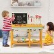 preview thumbnail 2 of 7, Multicolor Kids Wooden Toy Workbench with 2 Storage Baskets and Blackboard - 33" x 14.5" x 31.5" (L x W x H)