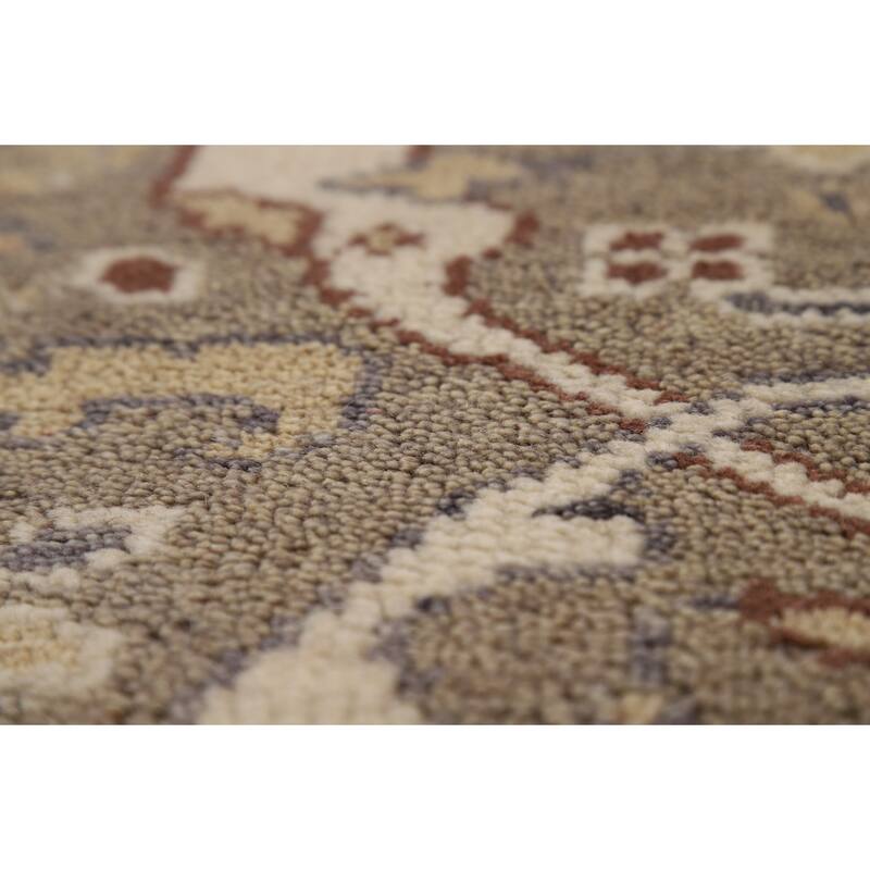 Hand Knotted Oriental 100% Wool Carpet Transitional All-Over Greys & Charcoal Oushak Runner Rug - 11' 9'' X 2' 8''