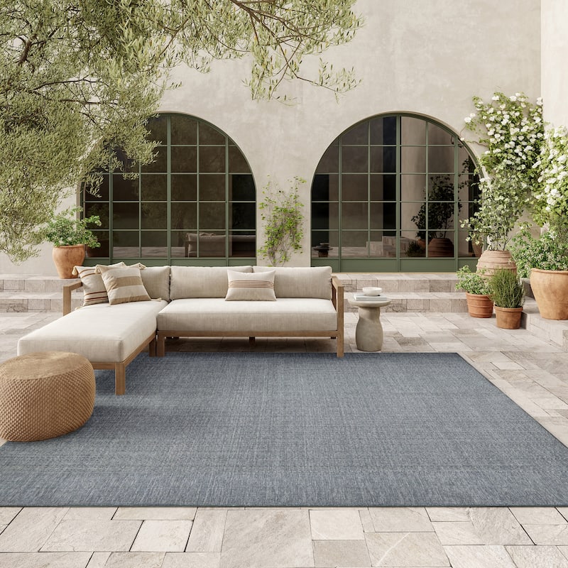 Nourison Tulum Indoor/Outdoor Striped Area Rug - 8' x 10' - Denim