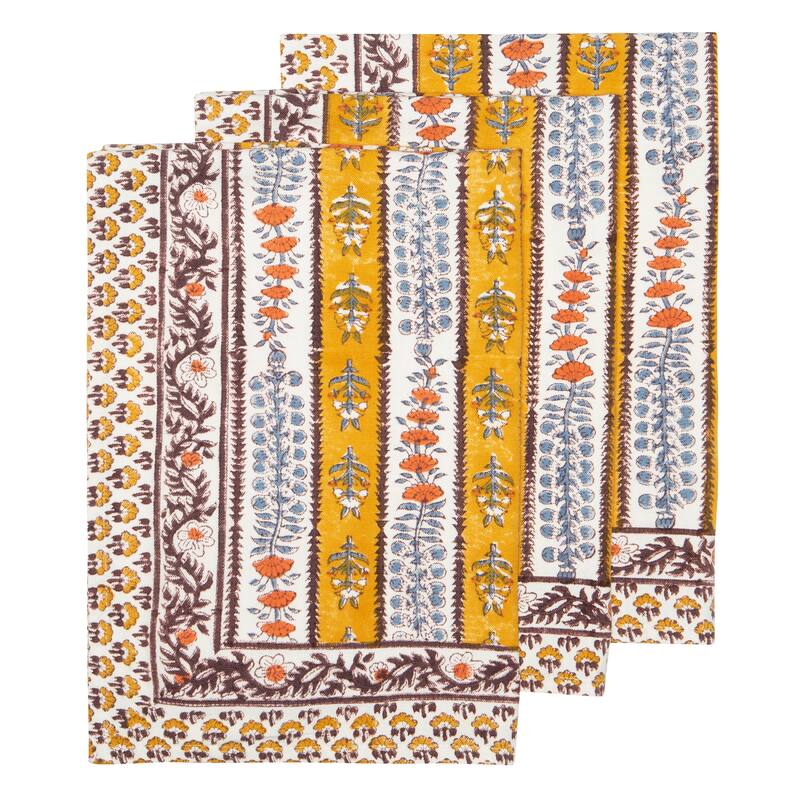 Couleur Nature Provence Avignon Tea Towels - Set of 3 - Dijon/Blue - Set of 3 - Dijon/Blue