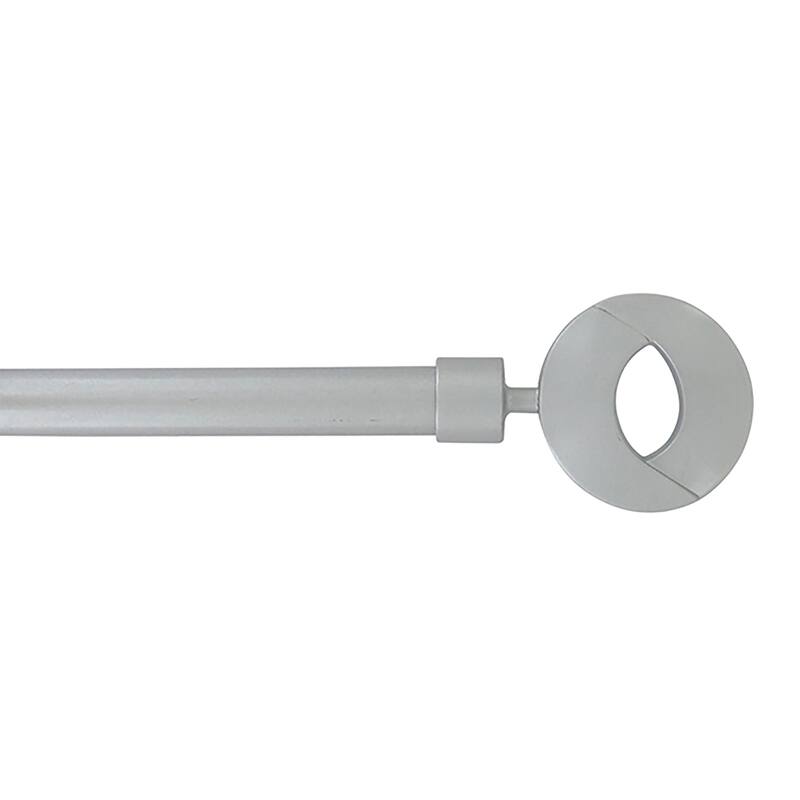 Adjustable Single Curtain Rod 50"-82" with Circle Finials and Brackets, Available in Grey or Gold - 50" to 82" L x 3/4" D - Grey