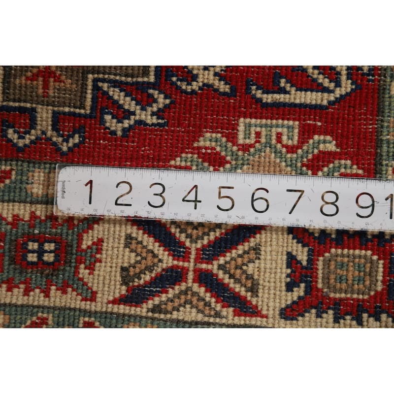 Red Kazak Rug Bedroom Hand-Knotted Wool Carpet - 2'11"x 3'10"